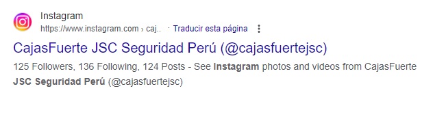 Contacto de cajas fuertes en Instagram en Lima Perú